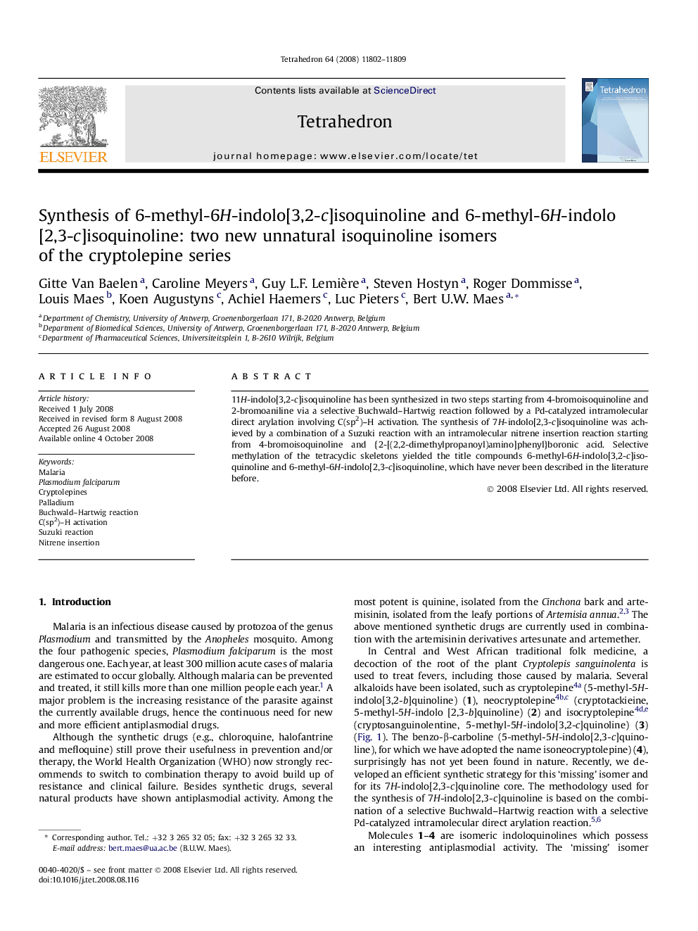 Synthesis of 6-methyl-6H-indolo[3,2-c]isoquinoline and 6-methyl-6H-indolo[2,3-c]isoquinoline: two new unnatural isoquinoline isomers of the cryptolepine series