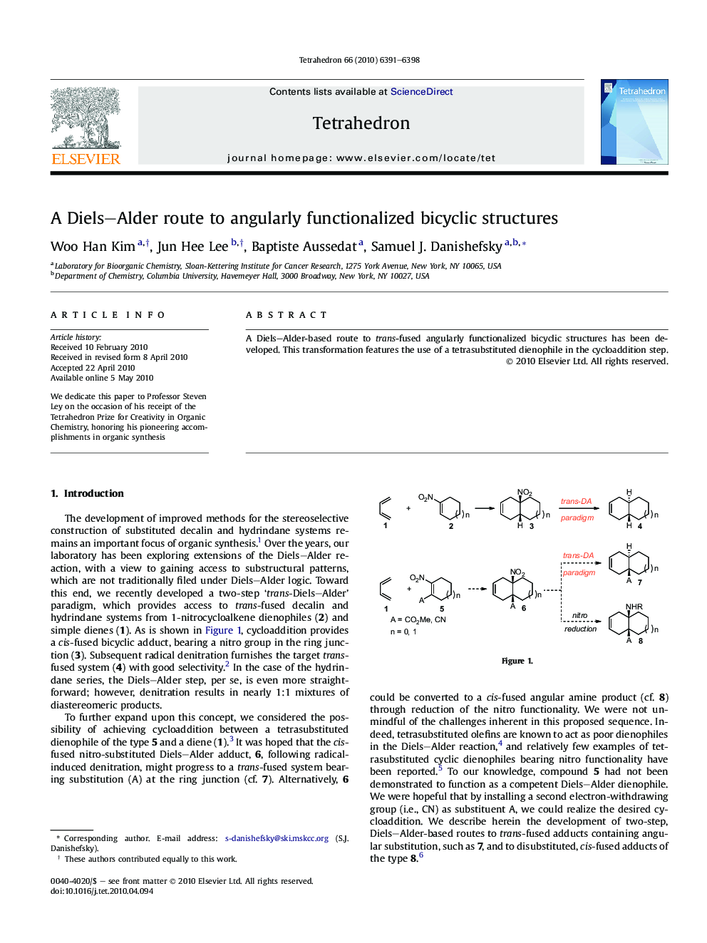 A Diels–Alder route to angularly functionalized bicyclic structures