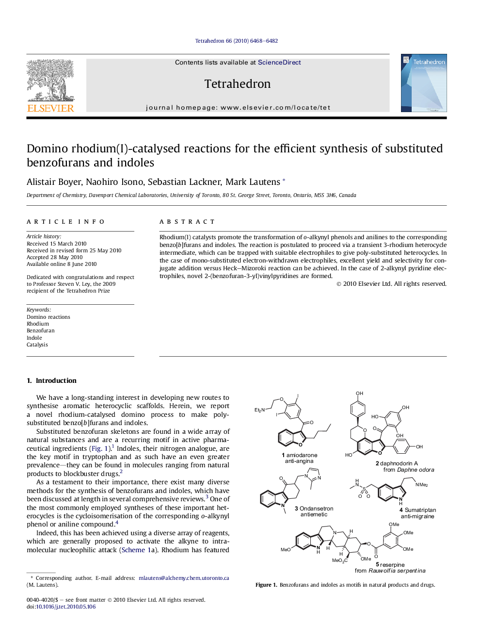 Domino rhodium(I)-catalysed reactions for the efficient synthesis of substituted benzofurans and indoles