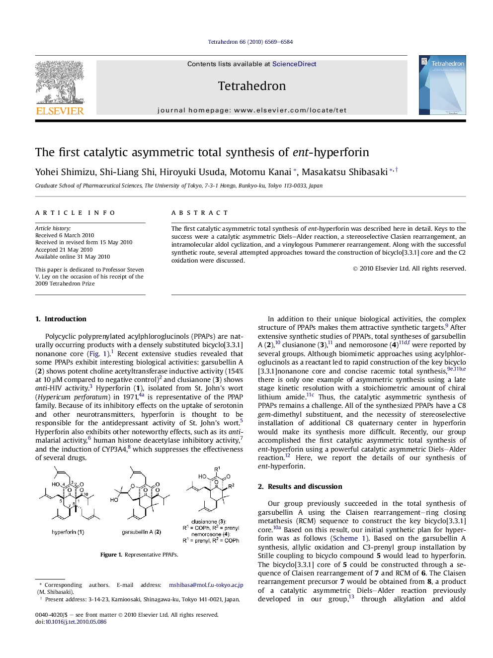 The first catalytic asymmetric total synthesis of ent-hyperforin
