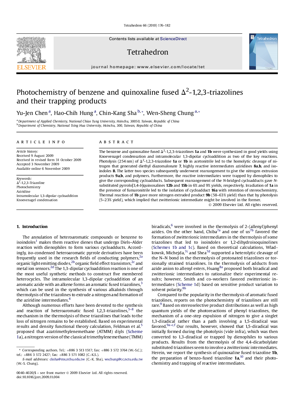 Photochemistry of benzene and quinoxaline fused Î2-1,2,3-triazolines and their trapping products