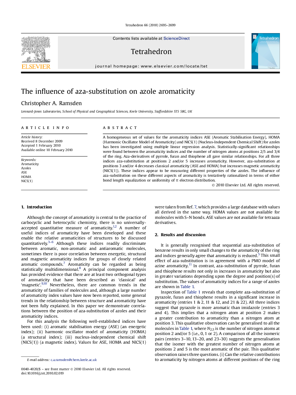 The influence of aza-substitution on azole aromaticity