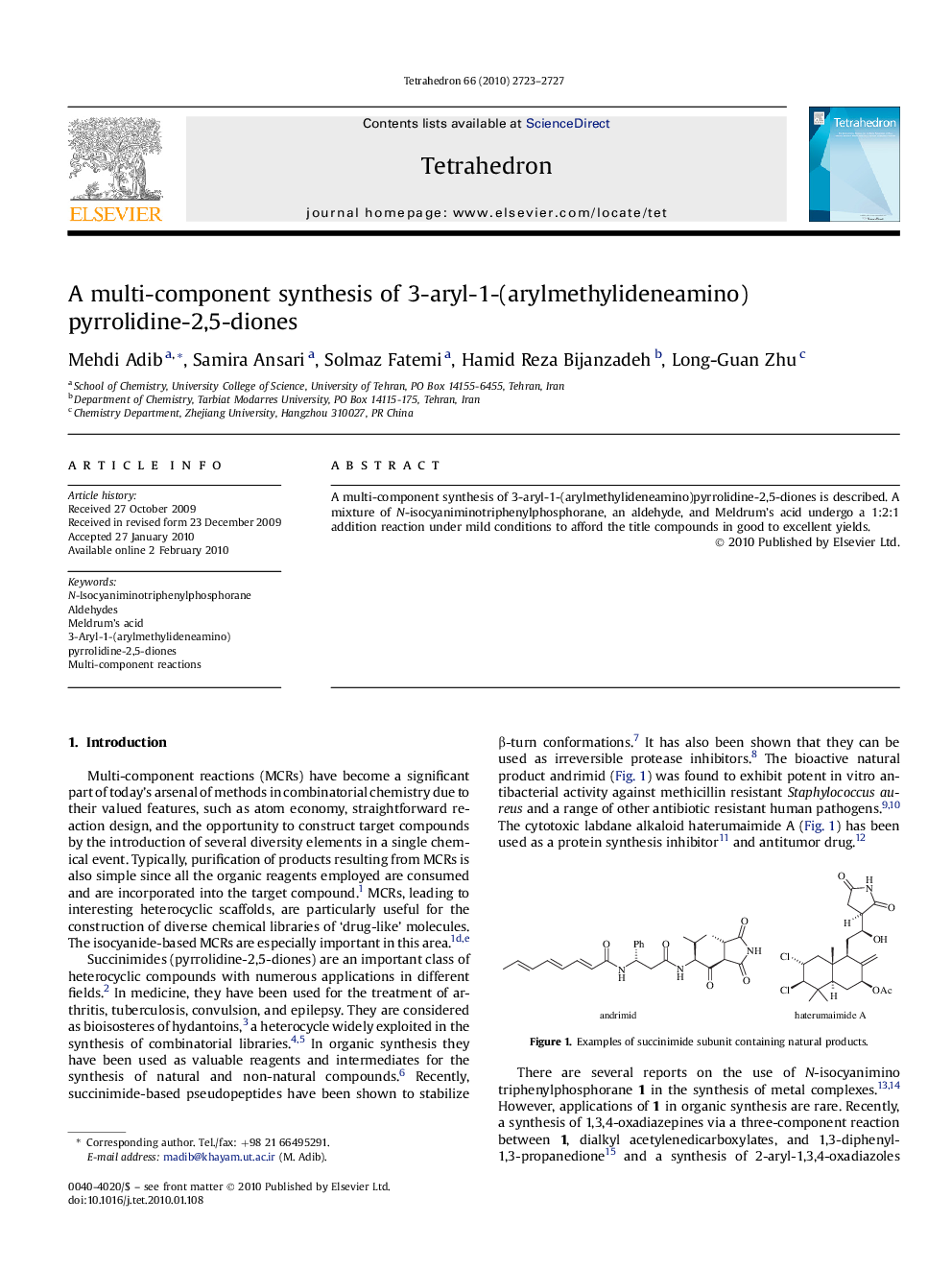 A multi-component synthesis of 3-aryl-1-(arylmethylideneamino)pyrrolidine-2,5-diones