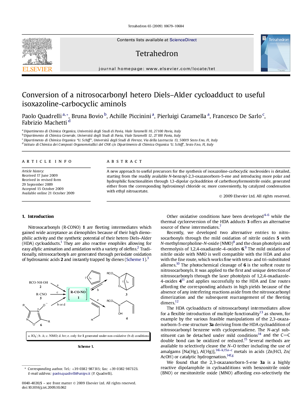 Conversion of a nitrosocarbonyl hetero Diels–Alder cycloadduct to useful isoxazoline-carbocyclic aminols