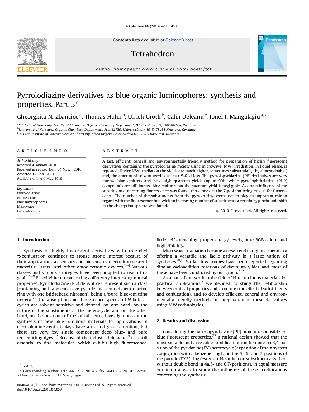 Pyrrolodiazine derivatives as blue organic luminophores: synthesis and properties. Part 3