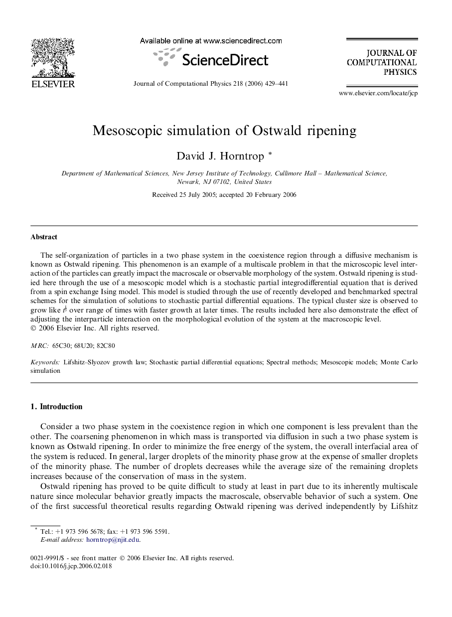 Mesoscopic simulation of Ostwald ripening