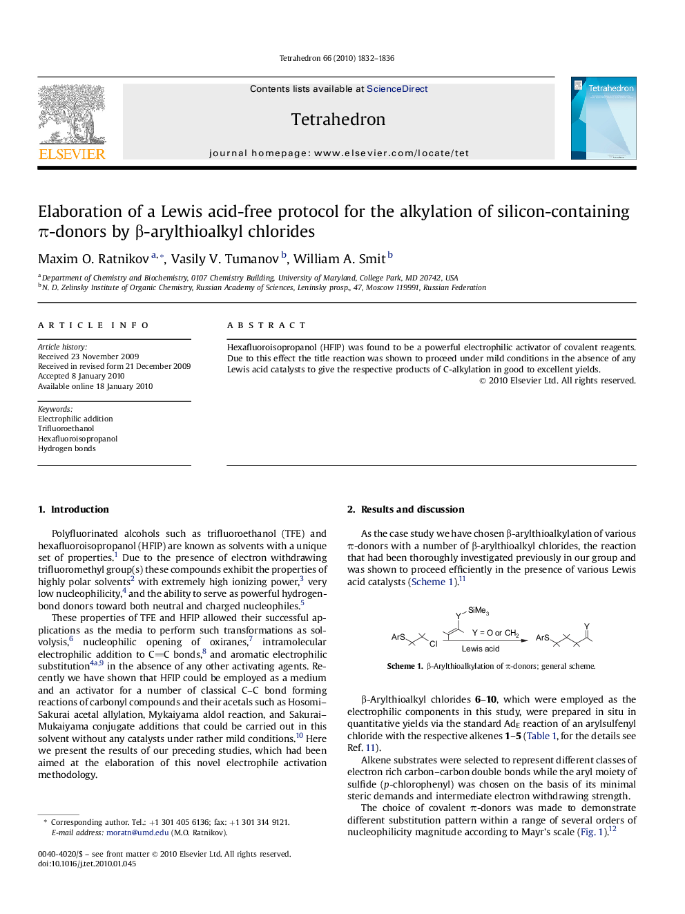 Elaboration of a Lewis acid-free protocol for the alkylation of silicon-containing Ï-donors by Î²-arylthioalkyl chlorides