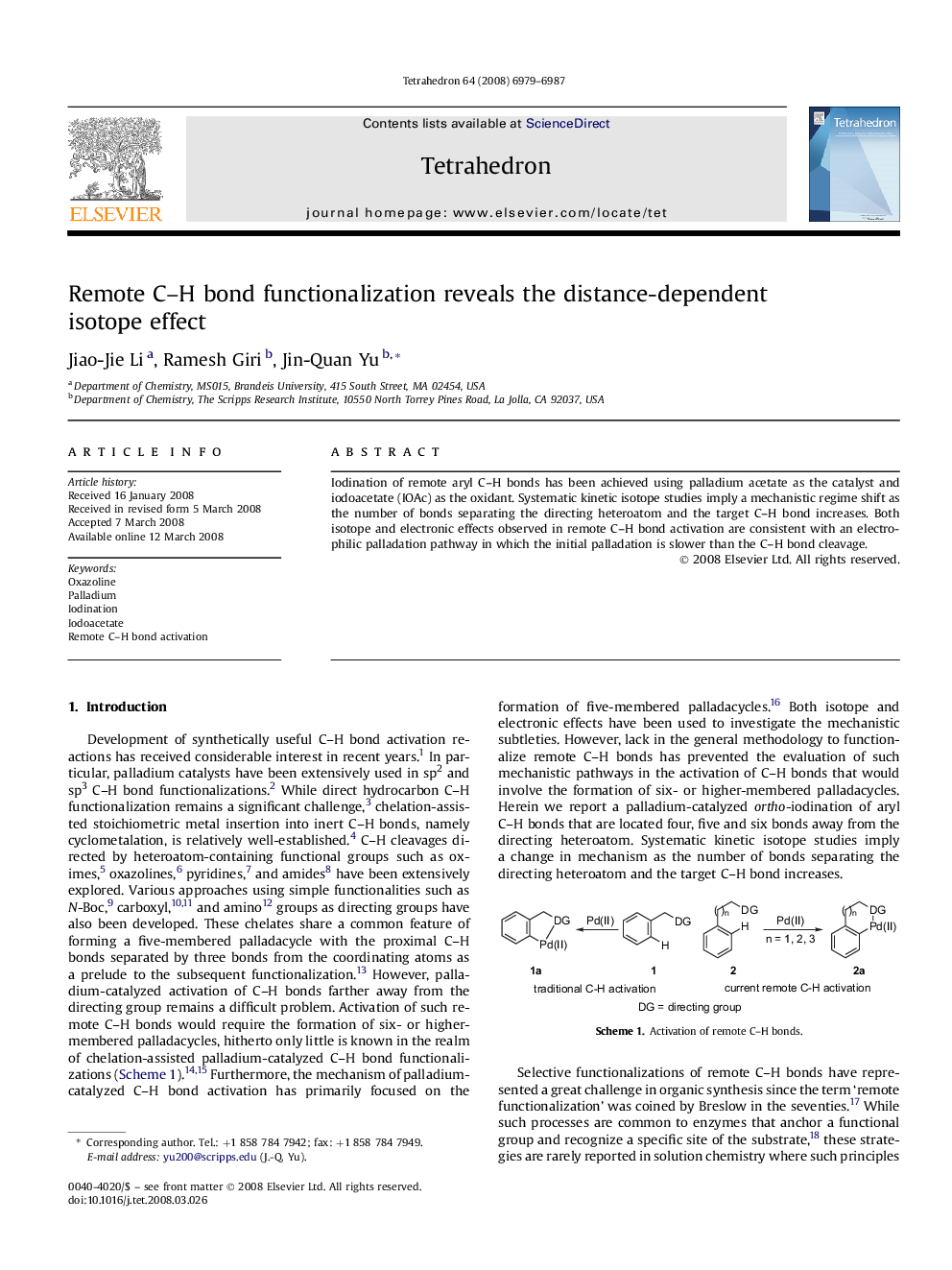 Remote C-H bond functionalization reveals the distance-dependent isotope effect