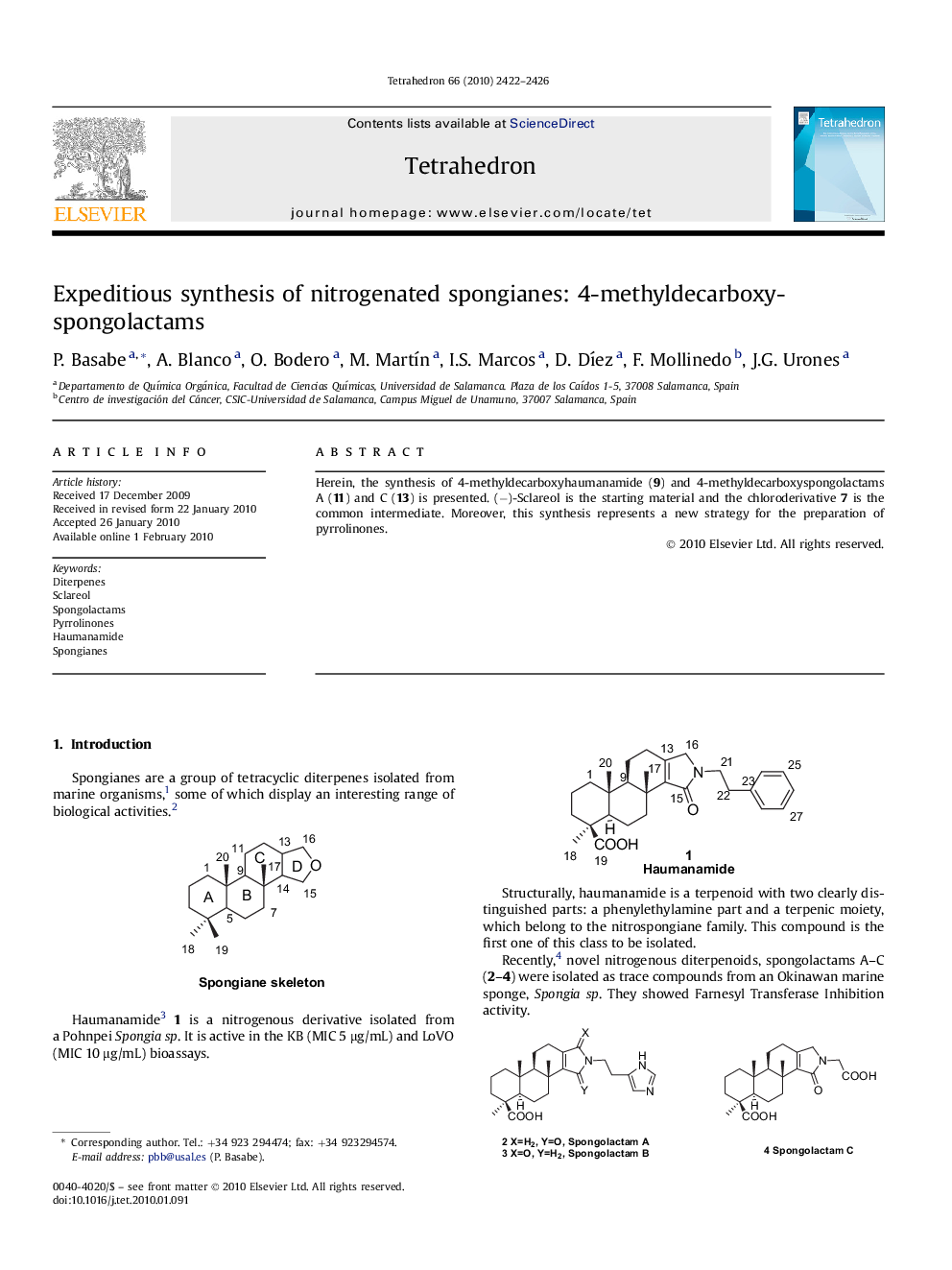 Expeditious synthesis of nitrogenated spongianes: 4-methyldecarboxyspongolactams