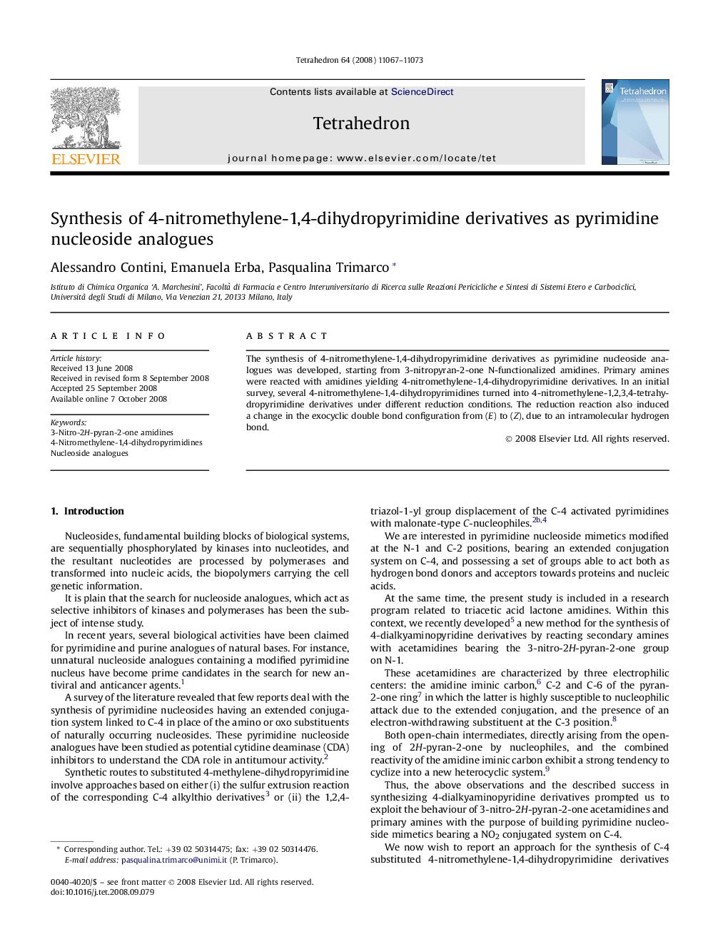 Synthesis of 4-nitromethylene-1,4-dihydropyrimidine derivatives as pyrimidine nucleoside analogues