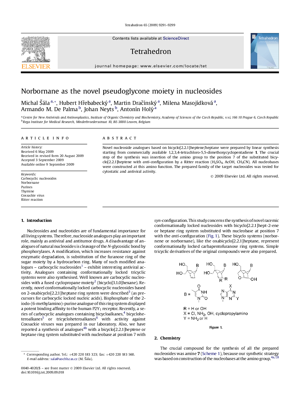 Norbornane as the novel pseudoglycone moiety in nucleosides