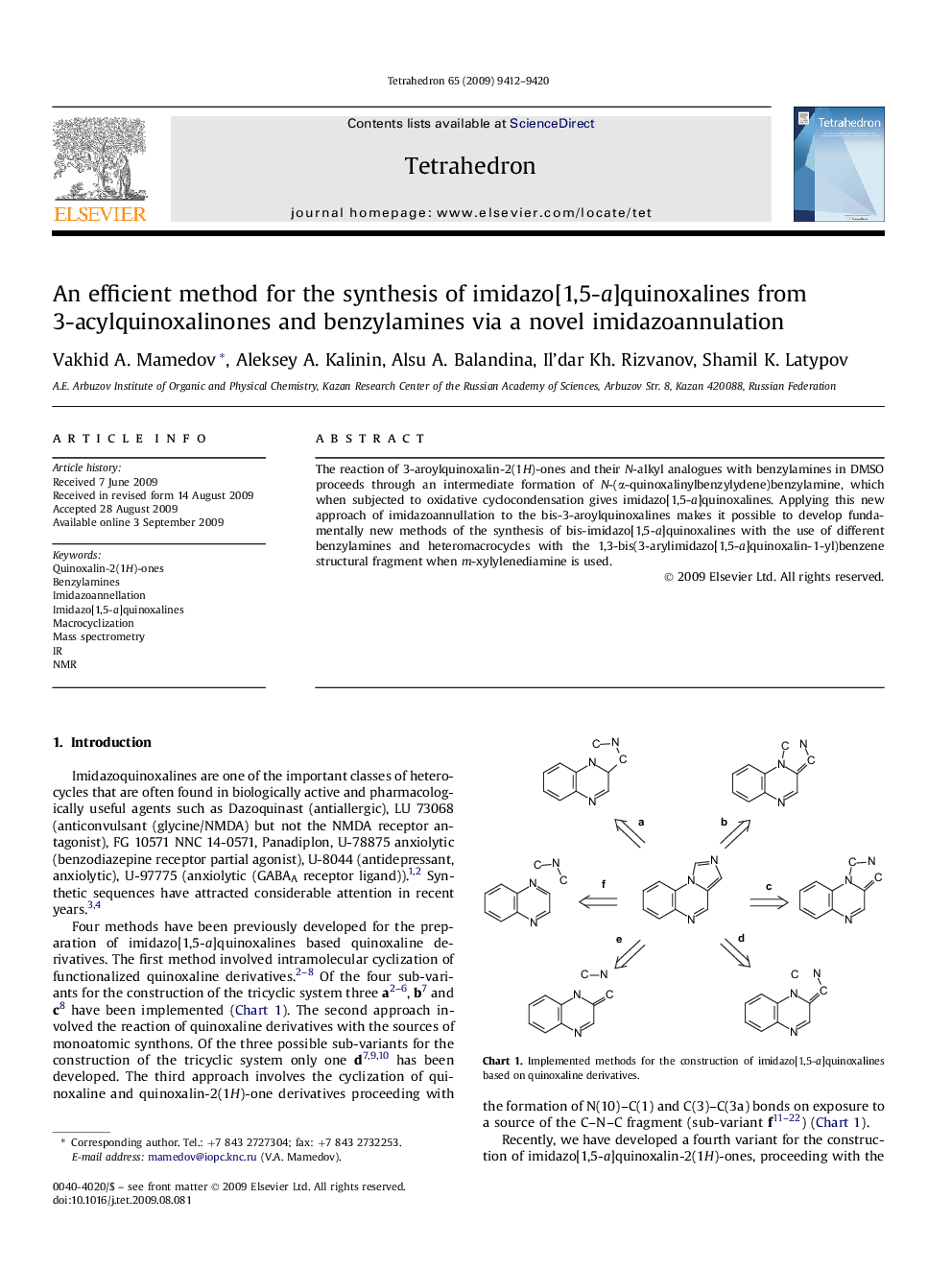 An efficient method for the synthesis of imidazo[1,5-a]quinoxalines from 3-acylquinoxalinones and benzylamines via a novel imidazoannulation