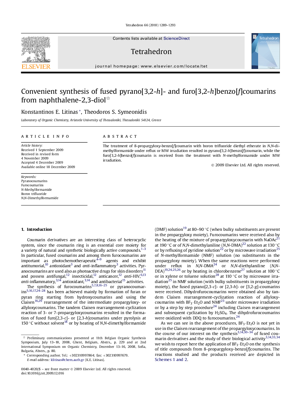 Convenient synthesis of fused pyrano[3,2-h]- and furo[3,2-h]benzo[f]coumarins from naphthalene-2,3-diol