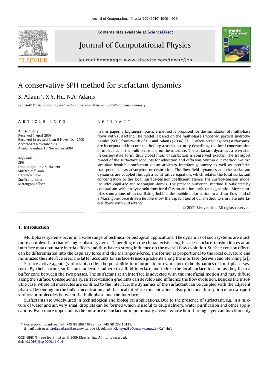 A conservative SPH method for surfactant dynamics