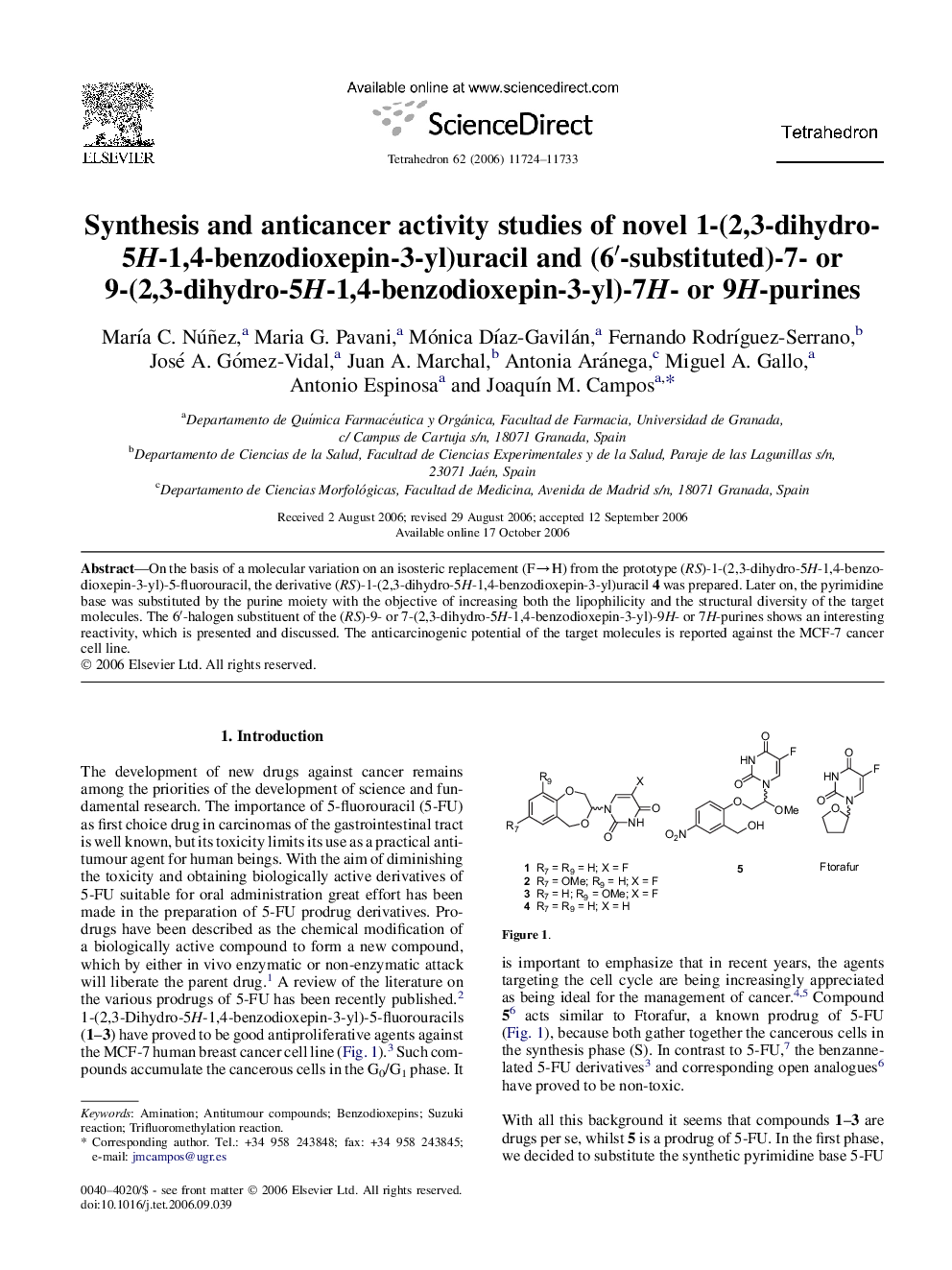 Synthesis and anticancer activity studies of novel 1-(2,3-dihydro-5H-1,4-benzodioxepin-3-yl)uracil and (6â²-substituted)-7- or 9-(2,3-dihydro-5H-1,4-benzodioxepin-3-yl)-7H- or 9H-purines