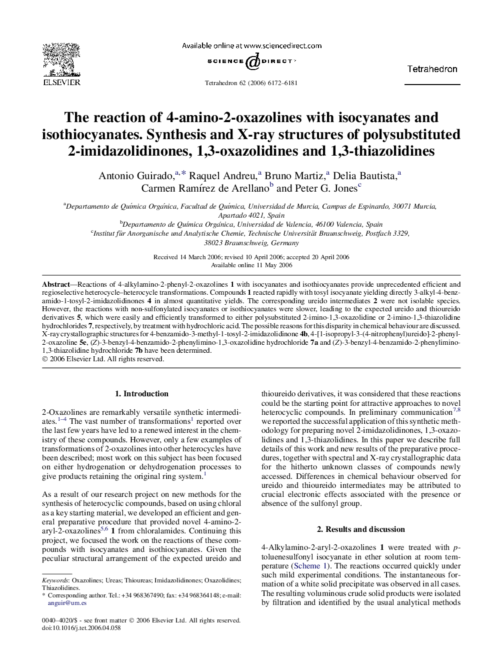 The reaction of 4-amino-2-oxazolines with isocyanates and isothiocyanates. Synthesis and X-ray structures of polysubstituted 2-imidazolidinones, 1,3-oxazolidines and 1,3-thiazolidines