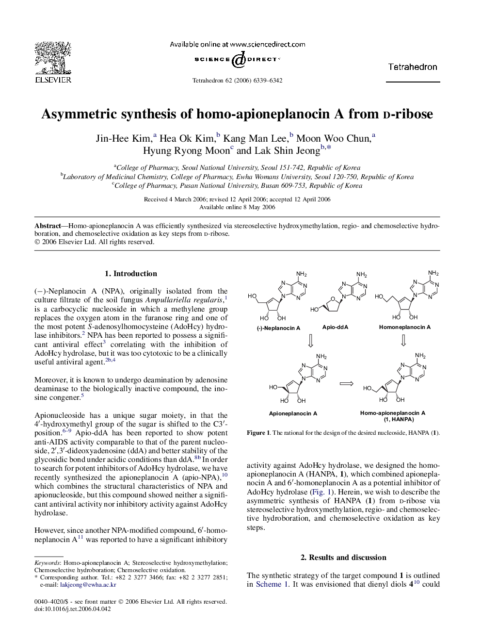 Asymmetric synthesis of homo-apioneplanocin A from d-ribose