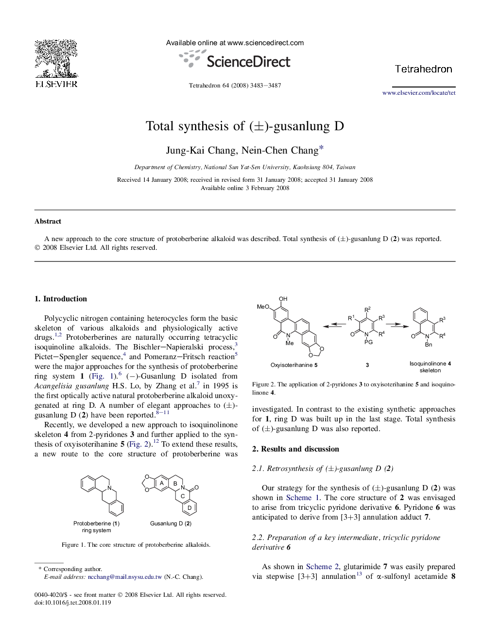 Total synthesis of (Â±)-gusanlung D