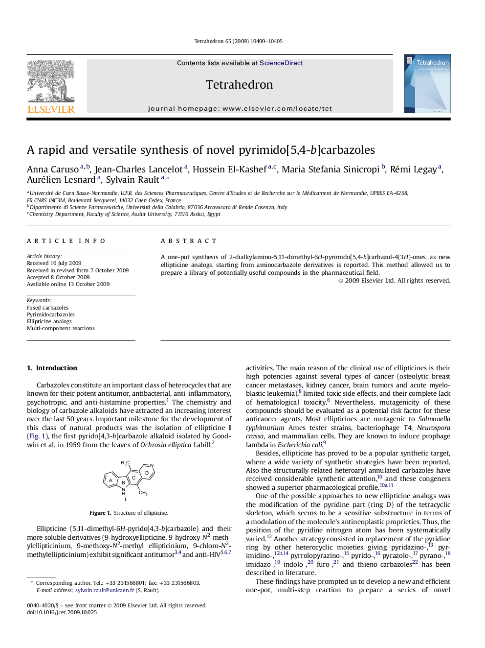 A rapid and versatile synthesis of novel pyrimido[5,4-b]carbazoles