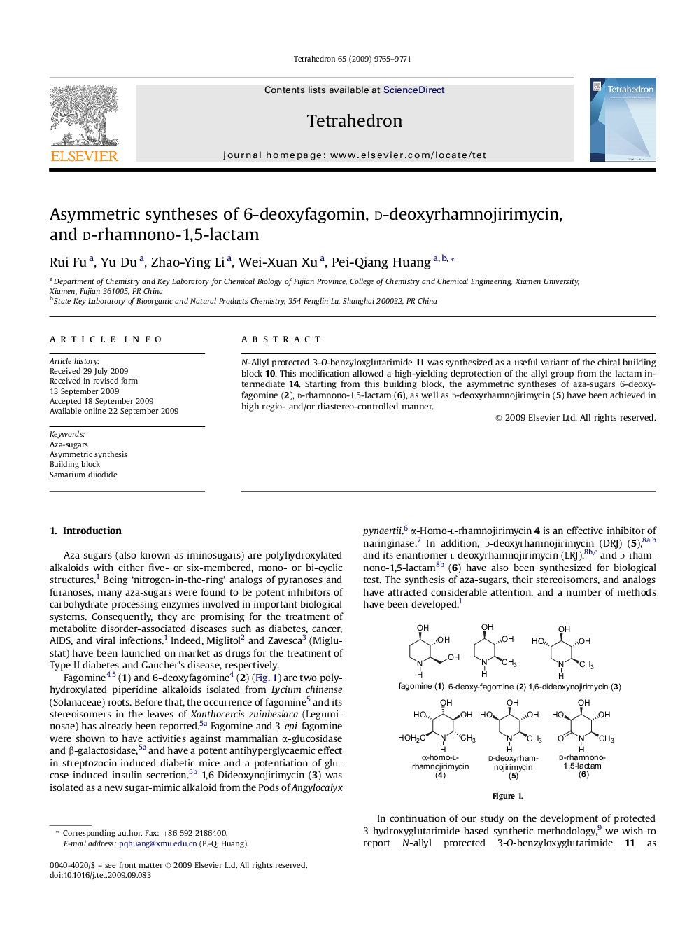 Asymmetric syntheses of 6-deoxyfagomin, d-deoxyrhamnojirimycin, and d-rhamnono-1,5-lactam