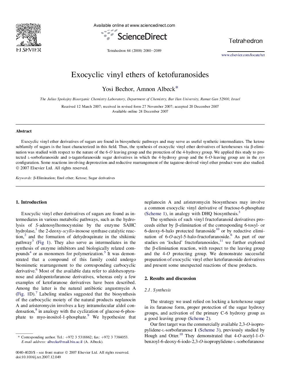 Exocyclic vinyl ethers of ketofuranosides