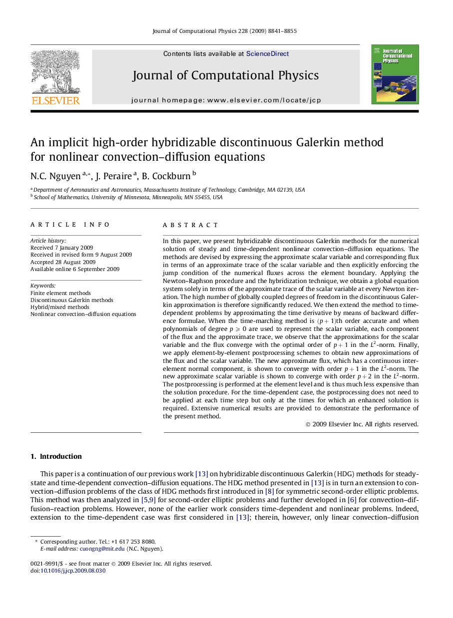 An implicit high-order hybridizable discontinuous Galerkin method for nonlinear convection–diffusion equations