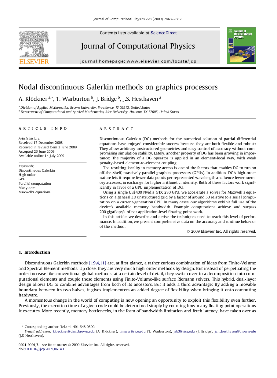 Nodal discontinuous Galerkin methods on graphics processors