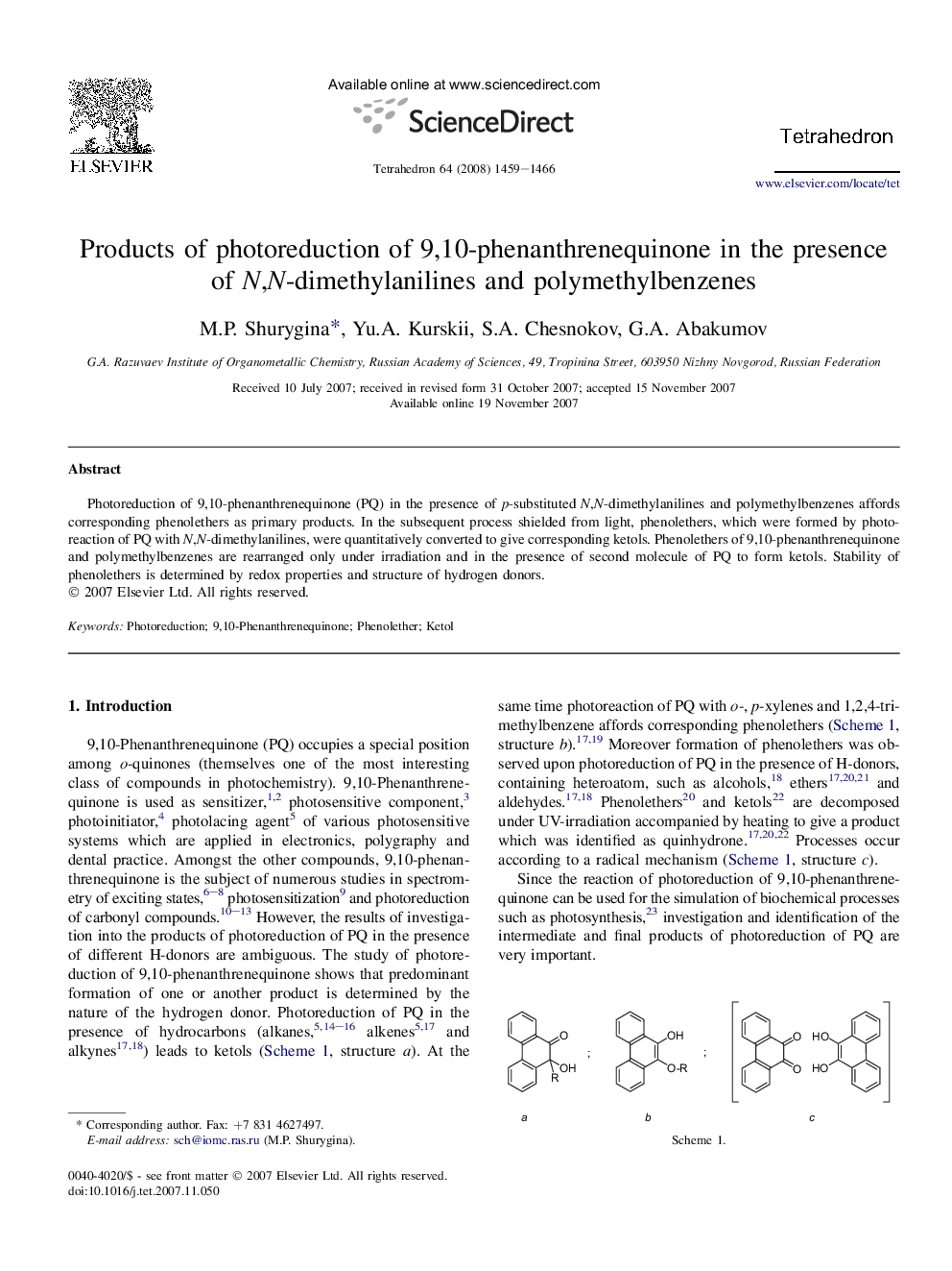 Products of photoreduction of 9,10-phenanthrenequinone in the presence of N,N-dimethylanilines and polymethylbenzenes