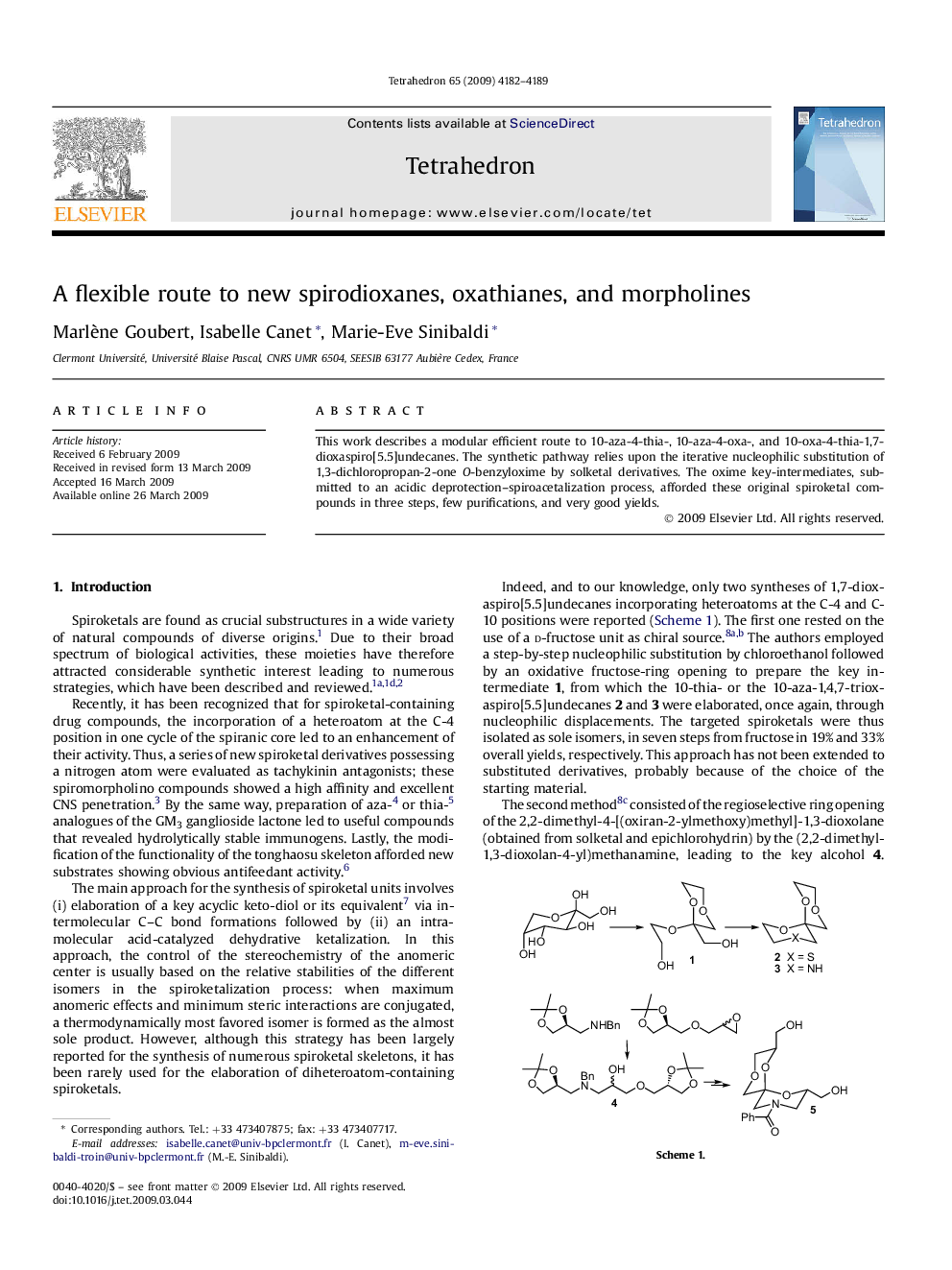 A flexible route to new spirodioxanes, oxathianes, and morpholines