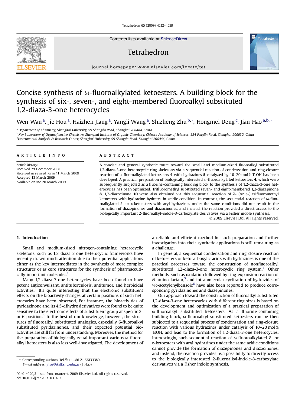 Concise synthesis of ω-fluoroalkylated ketoesters. A building block for the synthesis of six-, seven-, and eight-membered fluoroalkyl substituted 1,2-diaza-3-one heterocycles