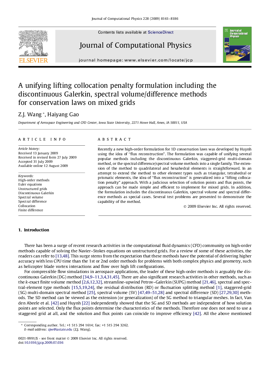 A unifying lifting collocation penalty formulation including the discontinuous Galerkin, spectral volume/difference methods for conservation laws on mixed grids