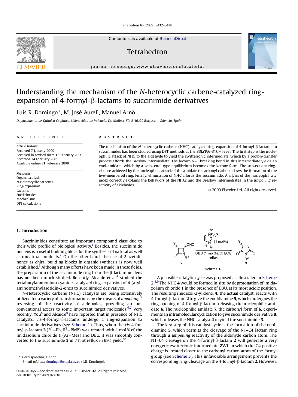 Understanding the mechanism of the N-heterocyclic carbene-catalyzed ring-expansion of 4-formyl-Î²-lactams to succinimide derivatives