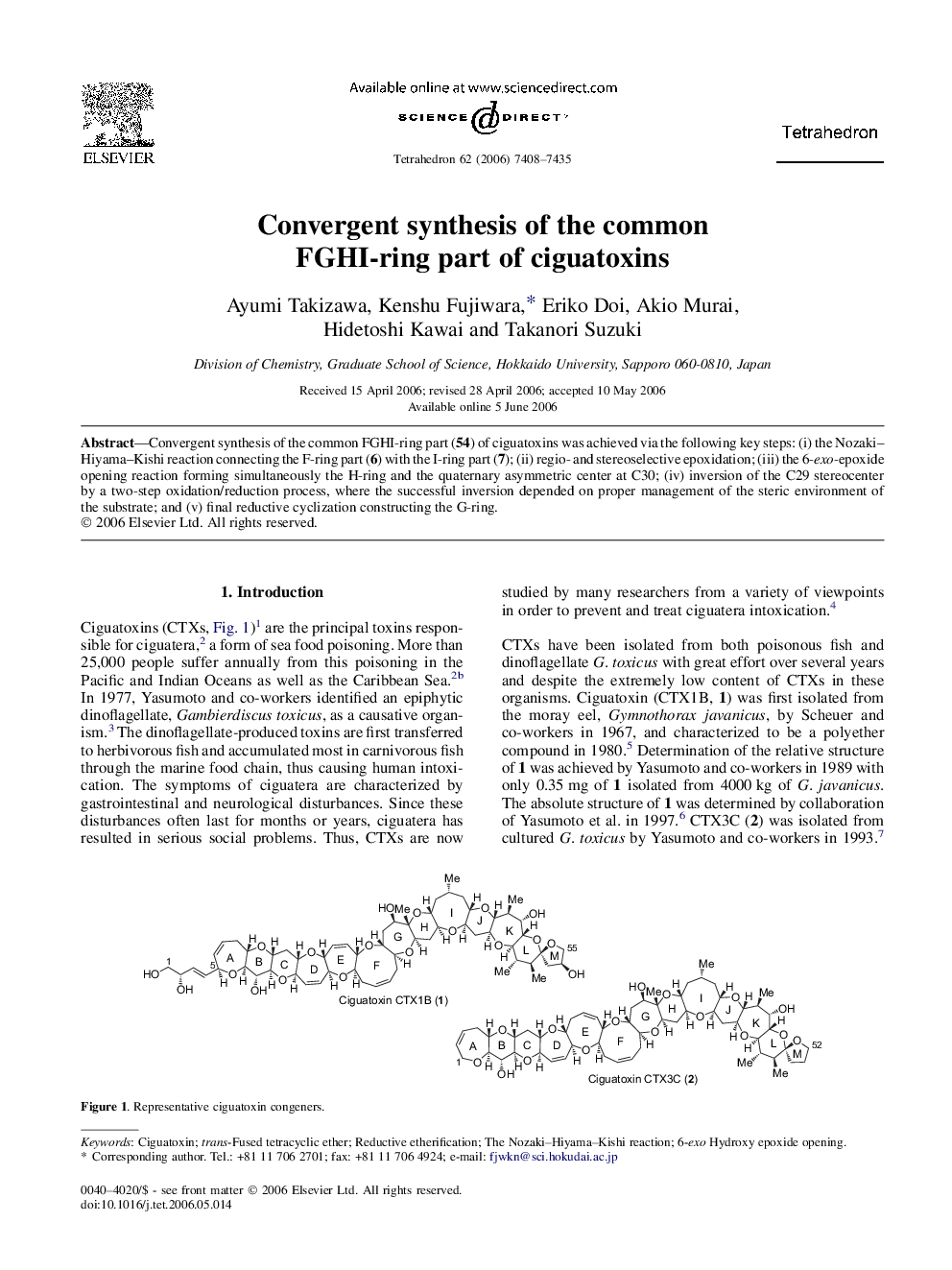Convergent synthesis of the common FGHI-ring part of ciguatoxins