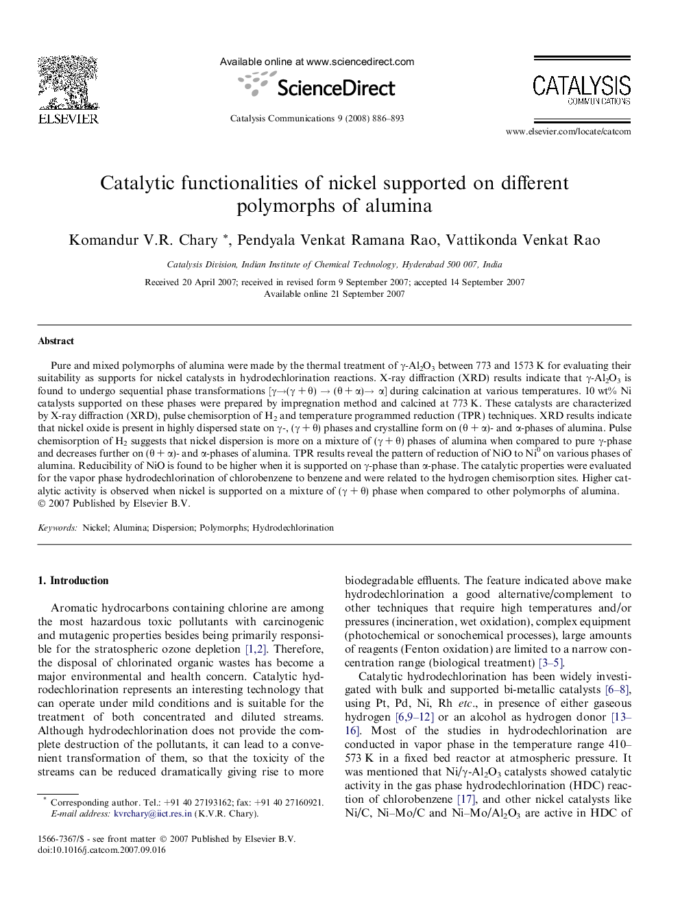 Catalytic functionalities of nickel supported on different polymorphs of alumina