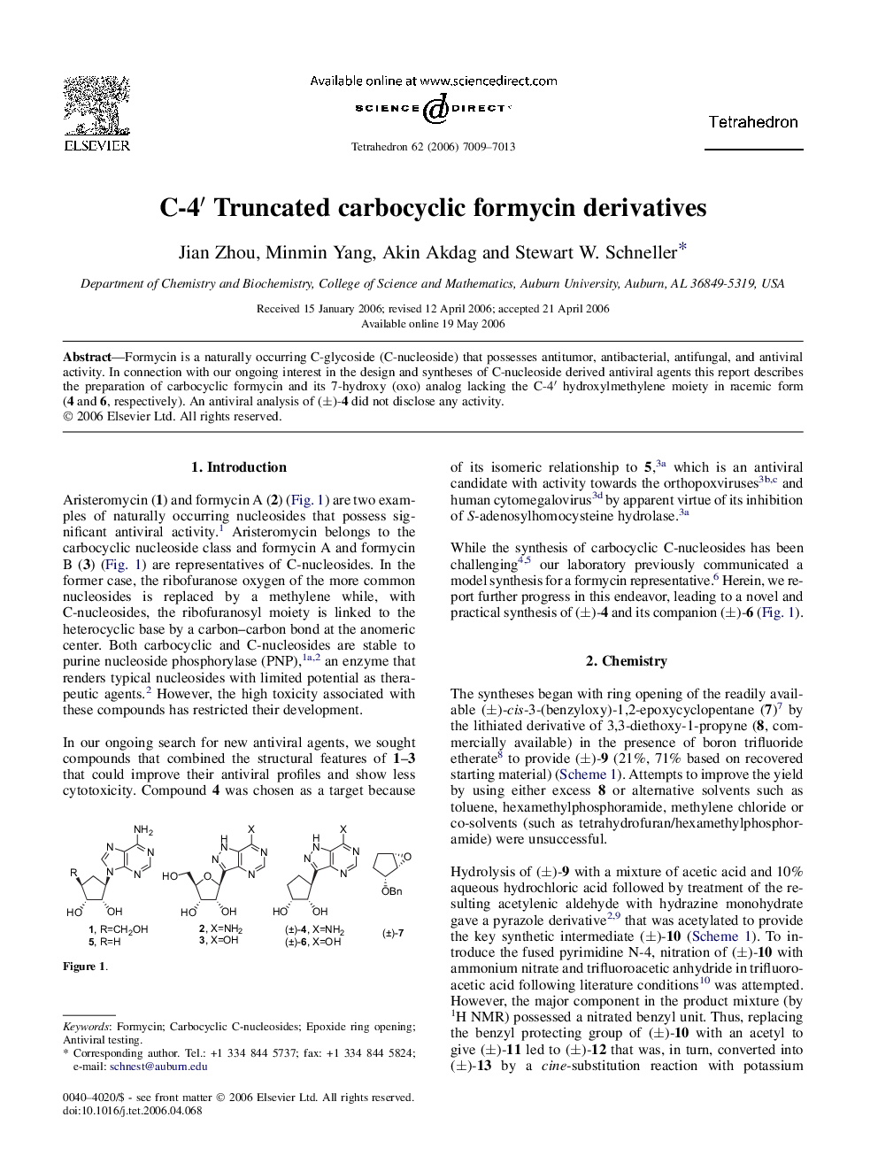 C-4â² Truncated carbocyclic formycin derivatives