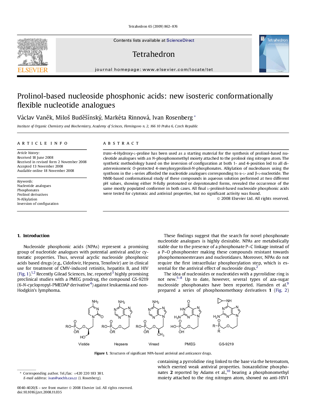 Prolinol-based nucleoside phosphonic acids: new isosteric conformationally flexible nucleotide analogues