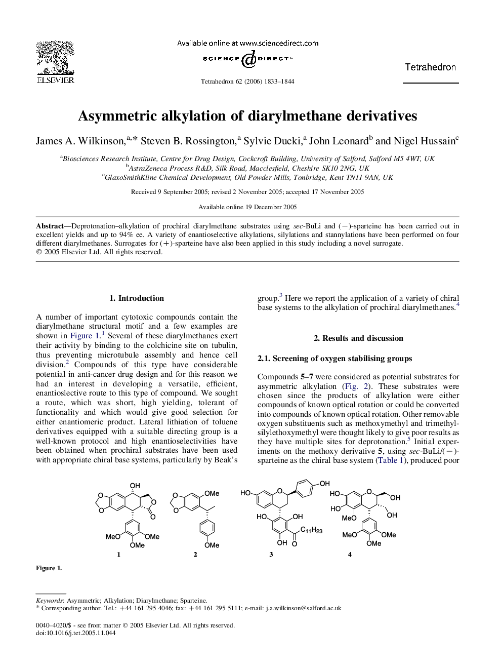 Asymmetric alkylation of diarylmethane derivatives
