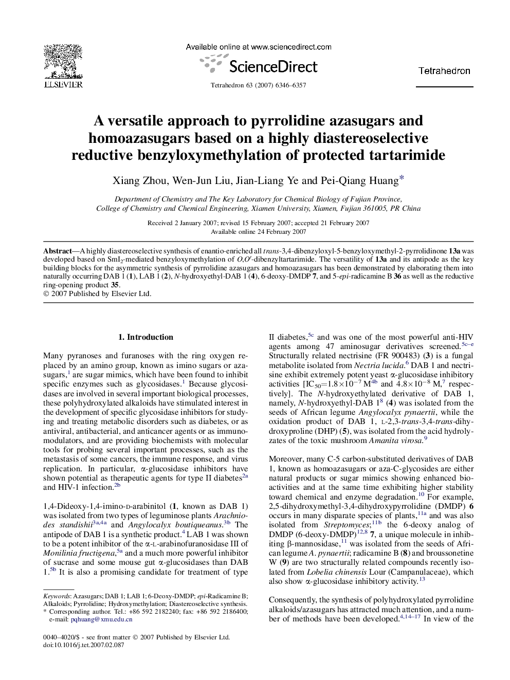 A versatile approach to pyrrolidine azasugars and homoazasugars based on a highly diastereoselective reductive benzyloxymethylation of protected tartarimide