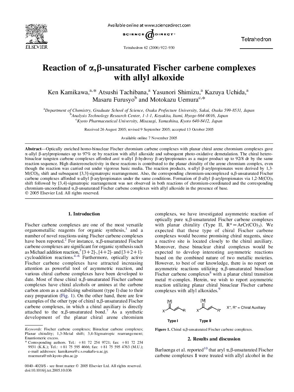 Reaction of Î±,Î²-unsaturated Fischer carbene complexes with allyl alkoxide