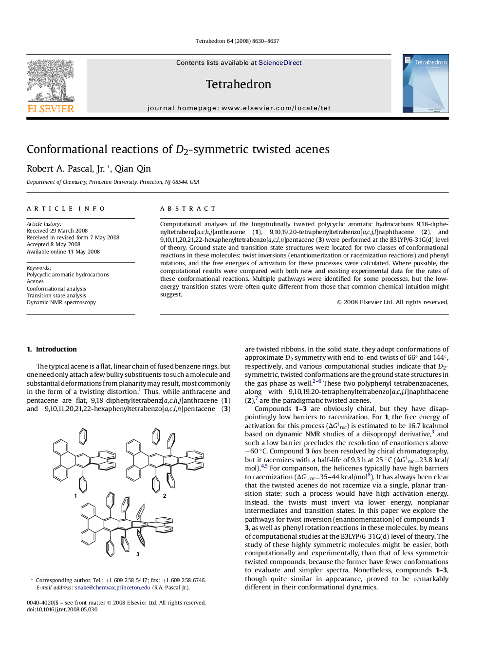 Conformational reactions of D2-symmetric twisted acenes