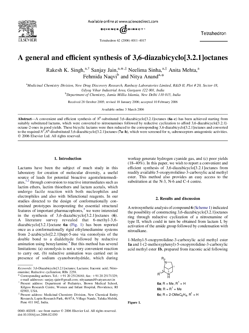 A general and efficient synthesis of 3,6-diazabicyclo[3.2.1]octanes