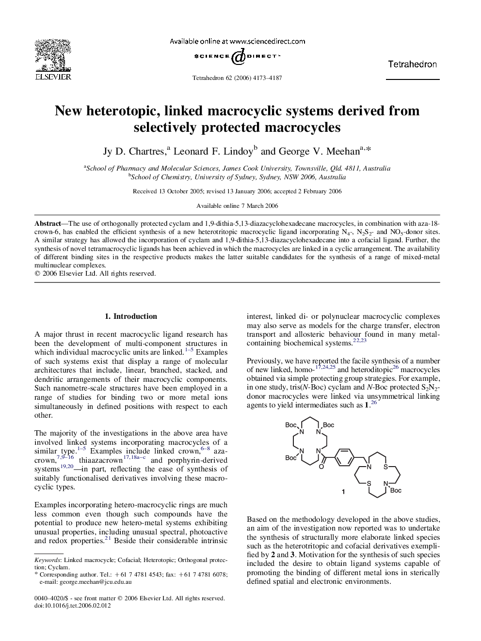 New heterotopic, linked macrocyclic systems derived from selectively protected macrocycles