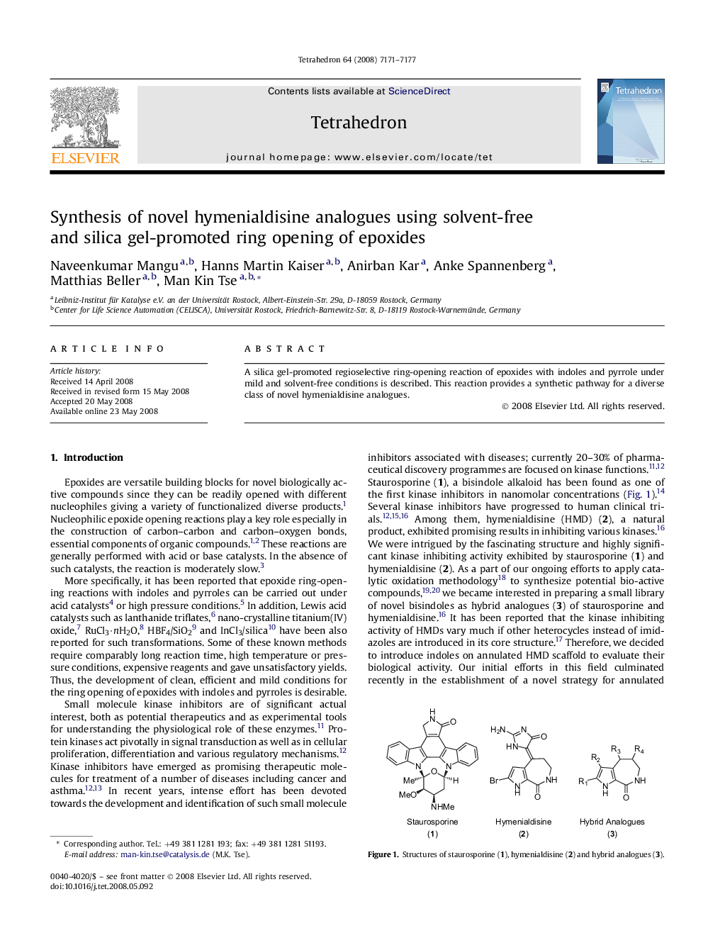 Synthesis of novel hymenialdisine analogues using solvent-free and silica gel-promoted ring opening of epoxides