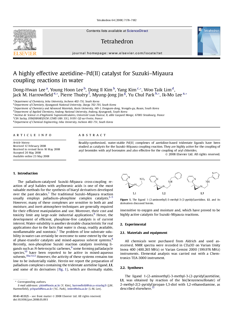 A highly effective azetidine-Pd(II) catalyst for Suzuki-Miyaura coupling reactions in water