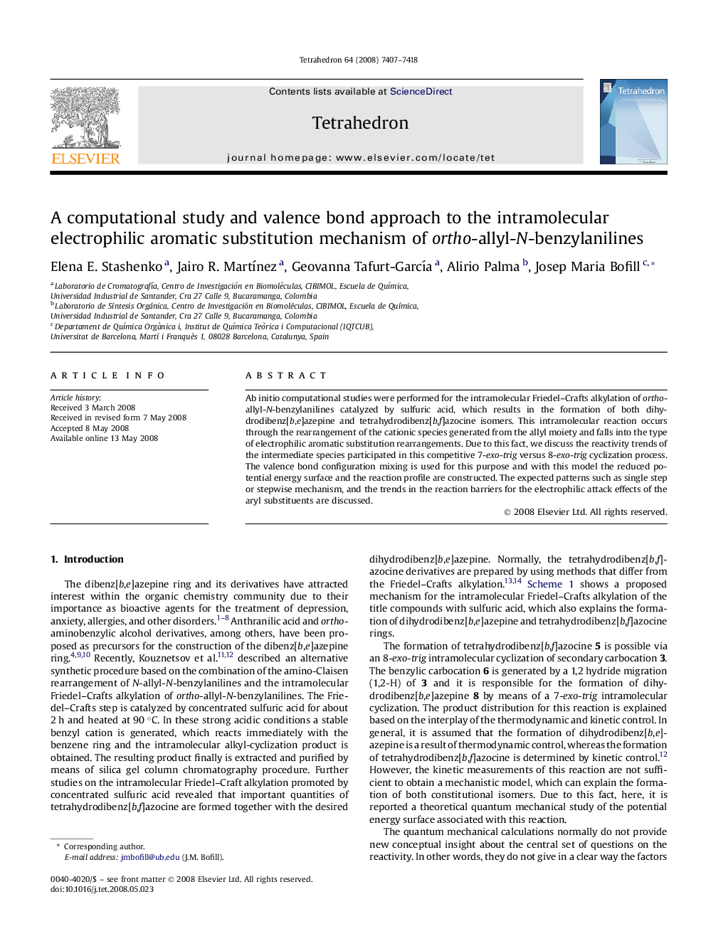 A computational study and valence bond approach to the intramolecular electrophilic aromatic substitution mechanism of ortho-allyl-N-benzylanilines