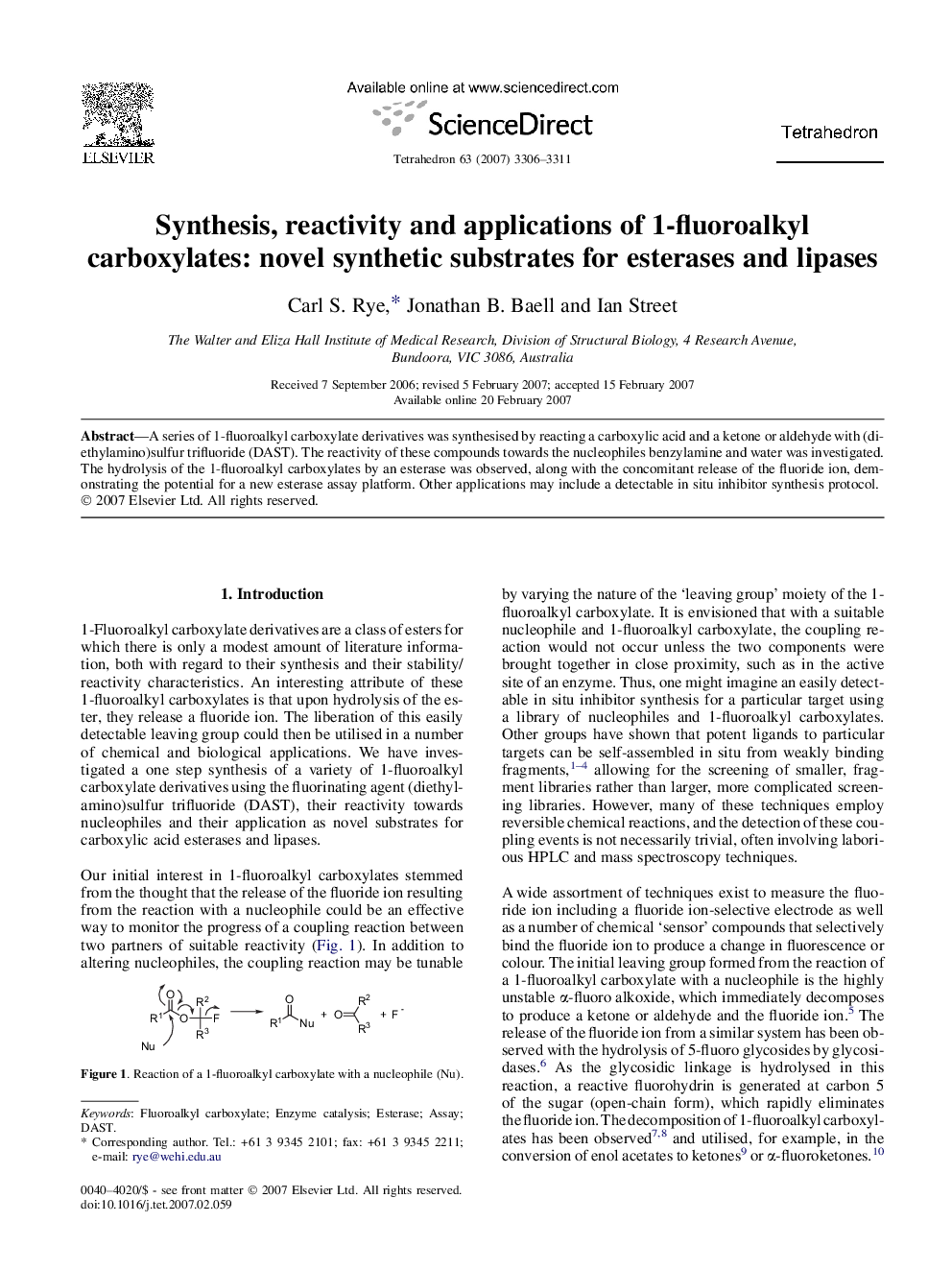 Synthesis, reactivity and applications of 1-fluoroalkyl carboxylates: novel synthetic substrates for esterases and lipases