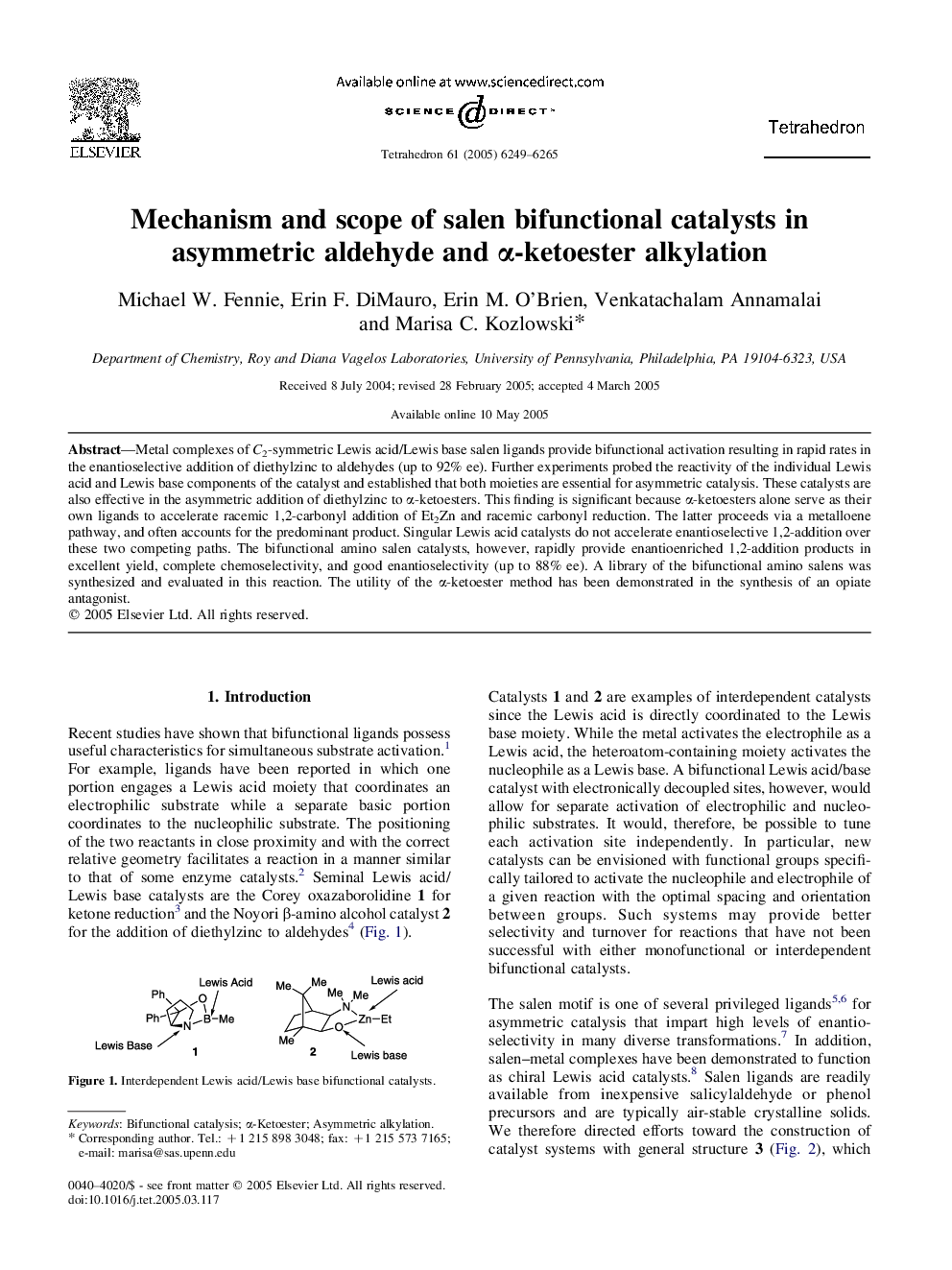 Mechanism and scope of salen bifunctional catalysts in asymmetric aldehyde and Î±-ketoester alkylation