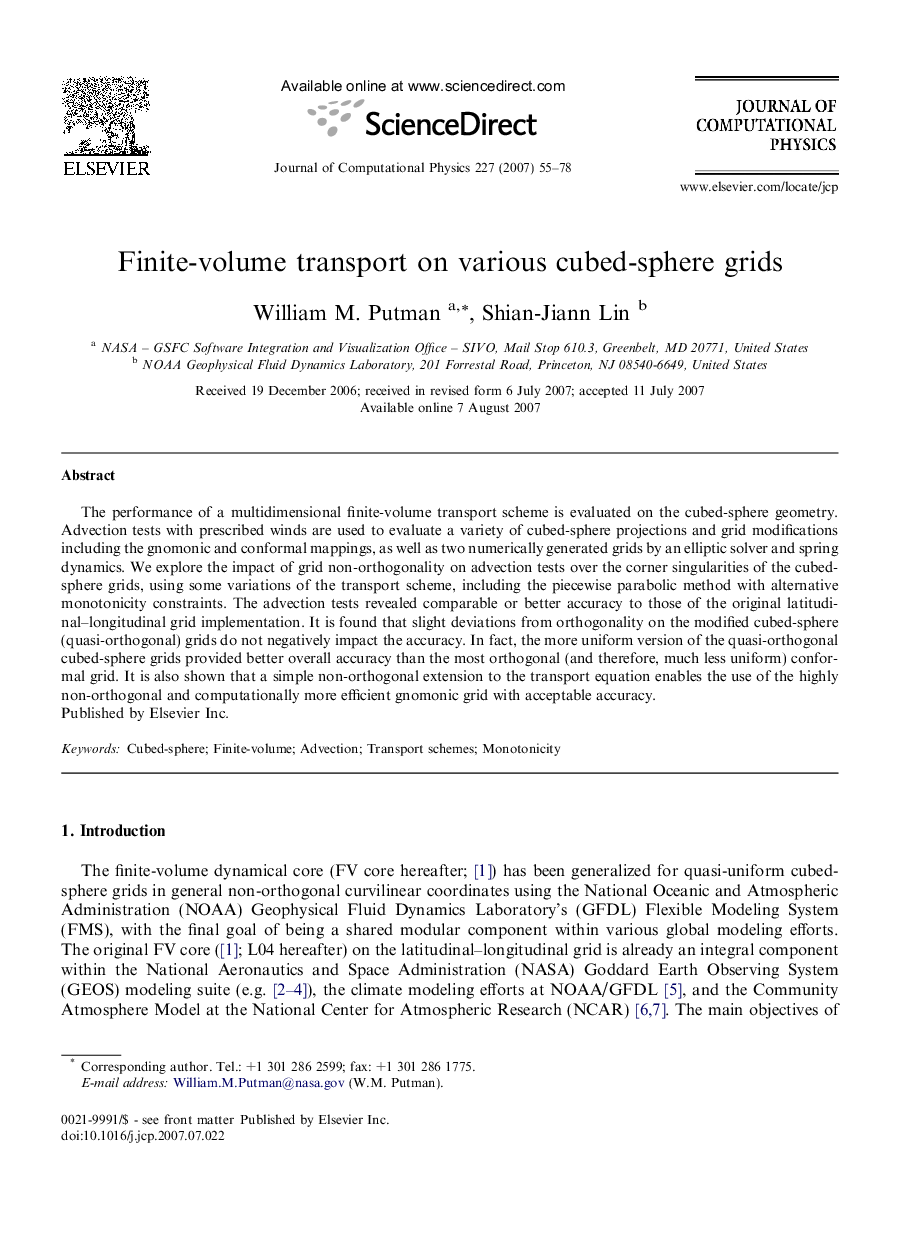 Finite-volume transport on various cubed-sphere grids