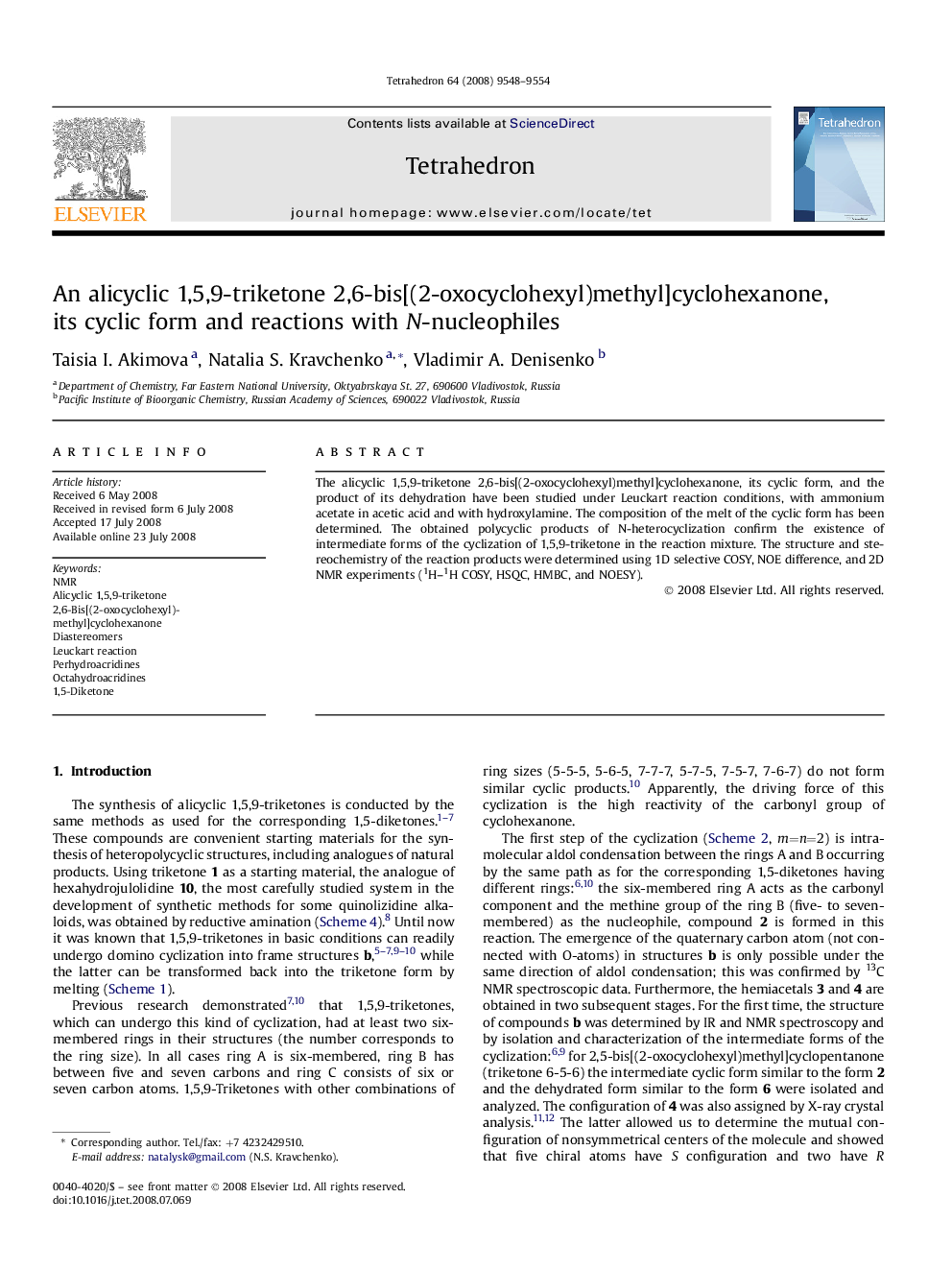 An alicyclic 1,5,9-triketone 2,6-bis[(2-oxocyclohexyl)methyl]cyclohexanone, its cyclic form and reactions with N-nucleophiles