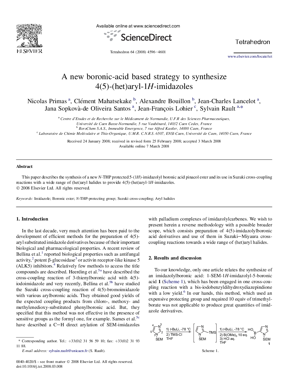 A new boronic-acid based strategy to synthesize 4(5)-(het)aryl-1H-imidazoles